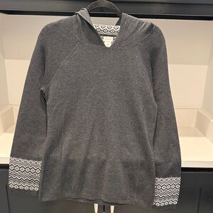 Aspen Gray Hooded Sweater with Patterned Cuffs. Size M